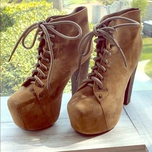 Jeffery Campbell Lita Tan suede ankle boots